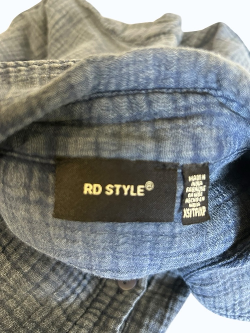 RD Style Cotton Gauze Midi Shirt Dress - Chambray Blue - Size XS - Picture 5 of 6